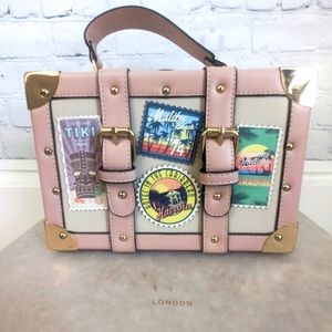 Aldo Calini Pink Suitcase Trunk Luggage Square Handbag